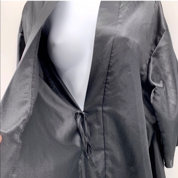Adore Me Women’s Black Satin Belt Robe Nighty Throw-on Coverup Kink Cosplay - Picture 4 of 14